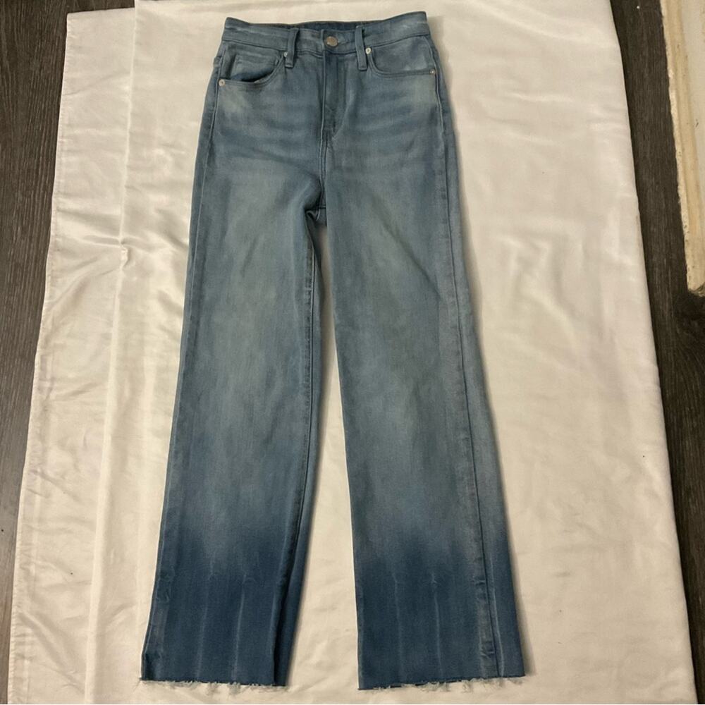 Blank NYC Baxter Ribcage High Waist Straight Leg Denim Raw Hem Jean 24 Classic